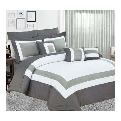 10 Piece Comforter And Sheets Set Queen Charcoal