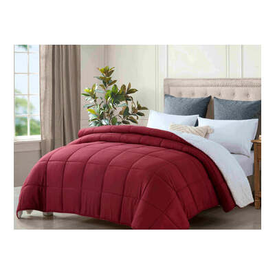 King Size Reversible Plush Soft Sherpa Comforter Quilt Red