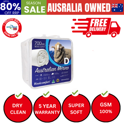Aus Made Merino Wool Quilt 700GSM 180x210cm Double Size