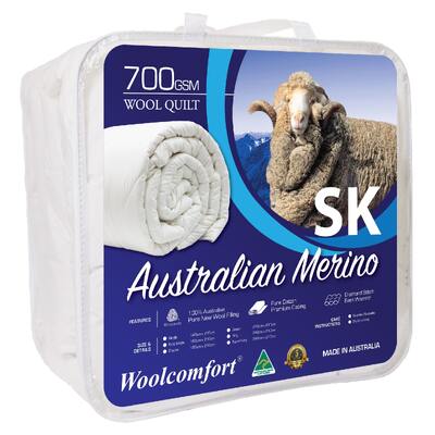 Aus Made Merino Wool Quilt 700GSM 270x240cm Super King Size