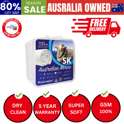 Aus Made Merino Wool Quilt 700GSM 270x240cm Super King Size