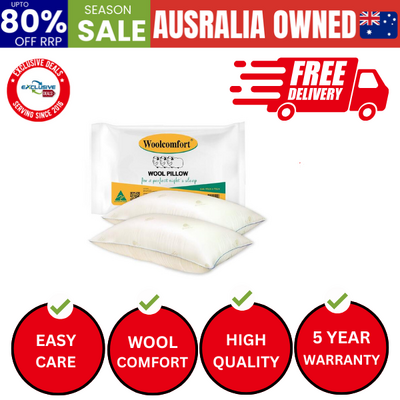 Aus Made Natural Health Wool Pillow Twin Pack