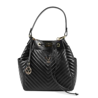 Versace 1969 Women'S Black Leather Satchel Sporty Elegance