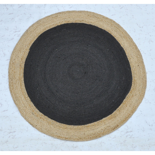 Jute Round Black Rug Black & Natural 120x120cm