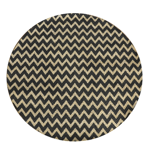 Printed Chevron Rug Black & Natural 120x120cm