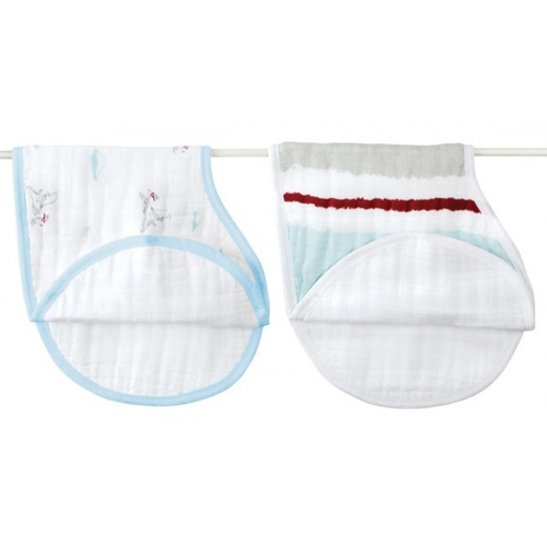 Liam The Brave Flying Dog Paint Brush Stripe Burpy Bib 2 Pack by Aden and Anais