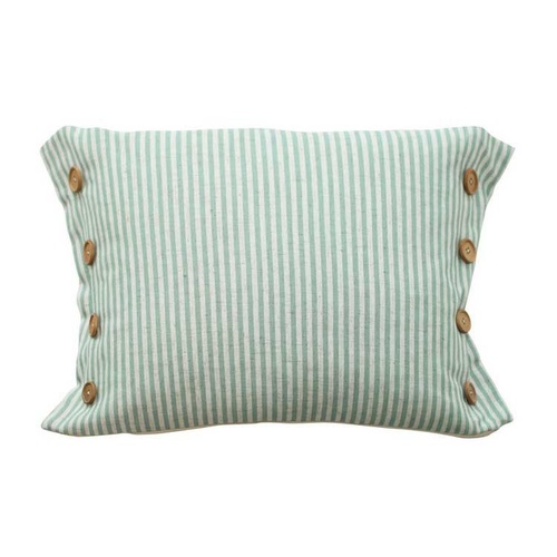Button Stripe Green Cushion by MM Linen