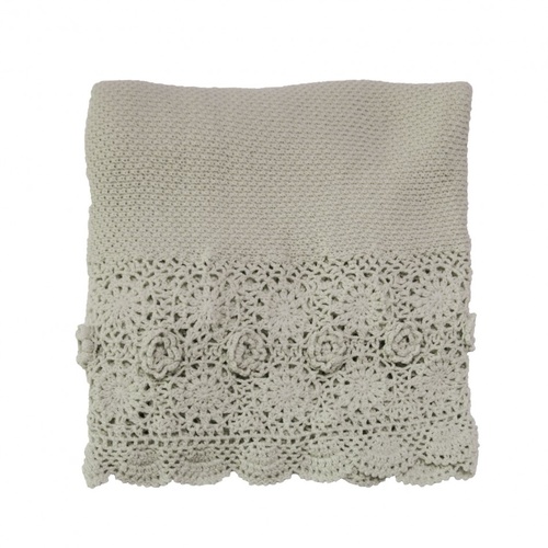 Crochet Taupe Throw by MM Linen