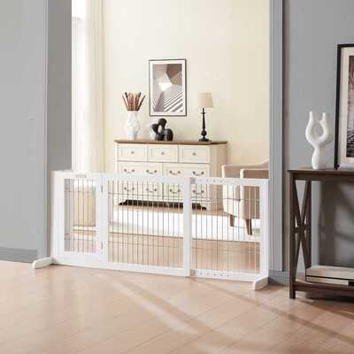 Freestanding Retractable Dog Barrier With Gate Large