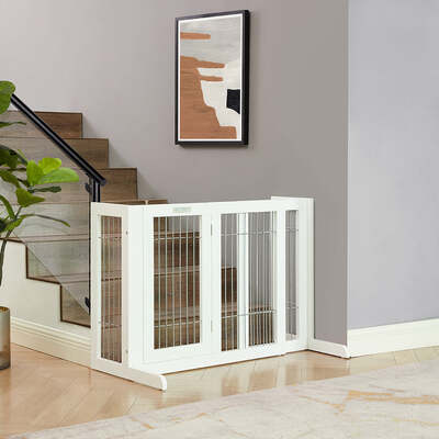 Freestanding Retractable Dog Barrier With Gate Small