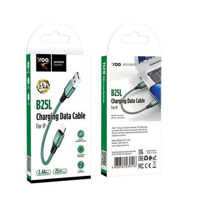 25cm USB-A Lightning Cable Fast Charge Green | EXTG