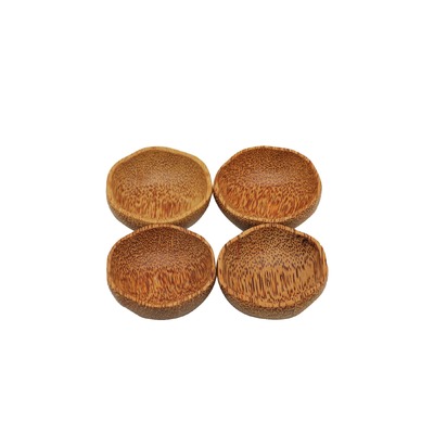 Set Of 4 Coconut Wooden Plum Bowl 15Cm Natural