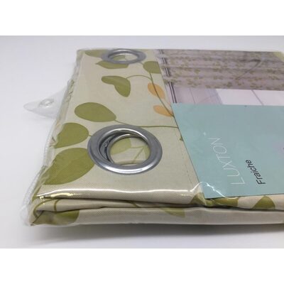 Olive Green Leaf Eyelet Blockout Curtain 140x221cm