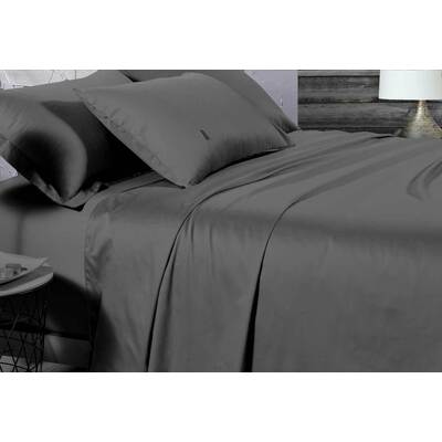 King Size 500TC Cotton Sateen Fitted Sheet (Charcoal Color)