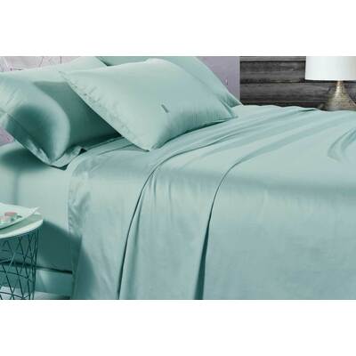 King Size 500TC Cotton Sateen Fitted Sheet (Mint Color)