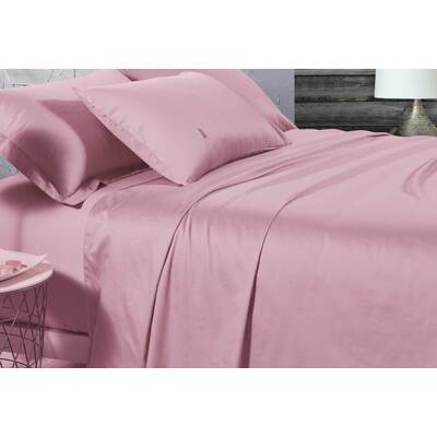 King Size 500TC Cotton Sateen Fitted Sheet (Pink Color)