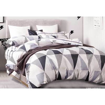 King Size Black White Repeated Triangle Quilt Cover Set(3PCS)