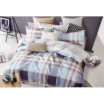 King Size Rectangle and Strips Pattern Quilt Cover Set(3PCS)