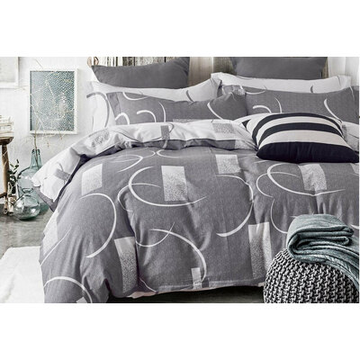 100% Cotton King Size 3pcs Bromley Grey Quilt Cover Set