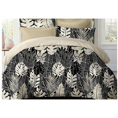 King Size Dex Black and White Fruit Salad Plant Quilt Cover Set (3PCS)