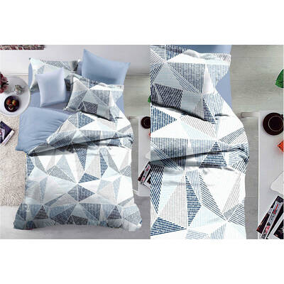 King Size Halsey Grey and White Geometric Pattern Quilt Cover Set (3PCS)