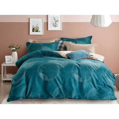 King Size 3pcs Turquoise Circle Quilt Cover Set