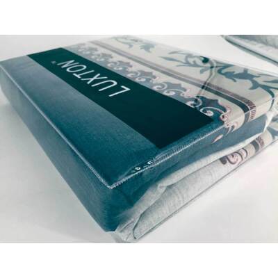 King Size 3pcs Teal Green Striped Floral Quilt Cover Set