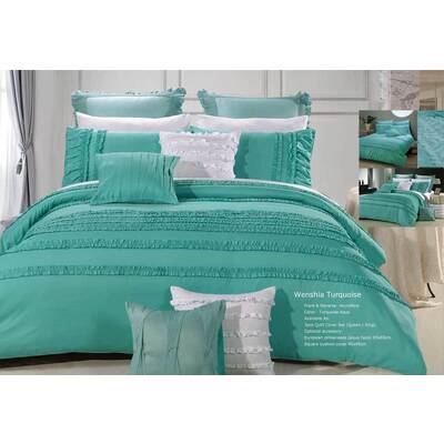 Queen Size Wenshia Turquoise Quilt Cover Set (3PCS)