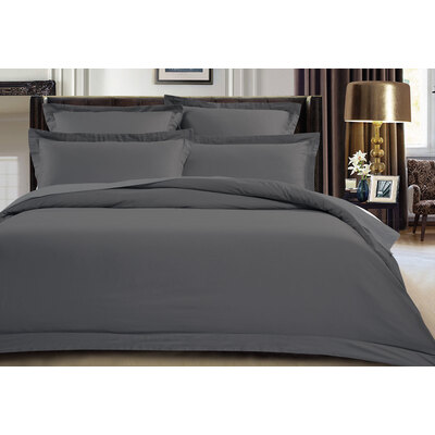 King Size 500TC Cotton Sateen Quilt Cover Set (Charcoal Color)
