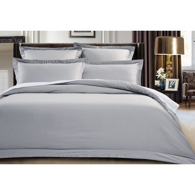 King Size 500TC Cotton Sateen Quilt Cover Set (Silver Color)