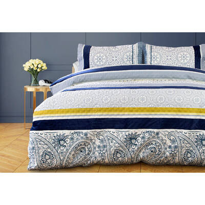 Double Size 3pcs Dessin Velvet Panel Embossed Quilt Cover Set