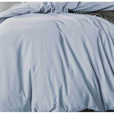 Queen Size Blue Fog Vintage Washed Cotton Quilt Cover Set(3PCS)