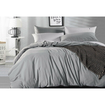 King Size Pewter Vintage Washed Cotton Quilt Cover Set(3PCS)