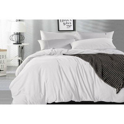 Queen Size White Vintage Washed Cotton Quilt Cover Set(3PCS)