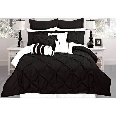 King Size Black Diamond Pintuck Quilt Cover Set(3PCS)