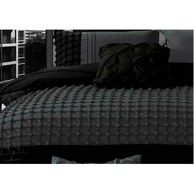 King Size Stone Grey Cross Pintuck Quilt Cover Set(3PCS)