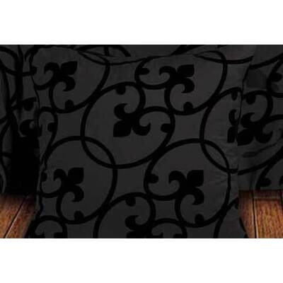 King Size Flocking Charcoal Black Quilt Cover Set (3PCS)