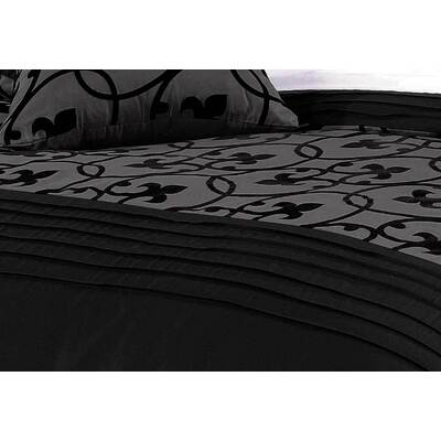 King Size Charcoal Black Flocking Quilt Cover Set(3PCS)