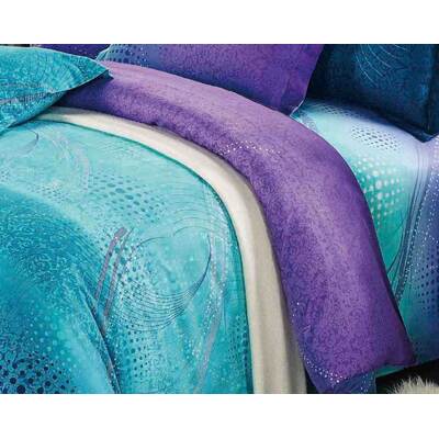 King Size Turquoise Aqua and Purple Quilt Cover Set(3PCS)