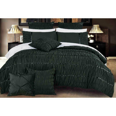 King Size Black Horizontal Cross Weave Quilt Cover Set (3PCS)