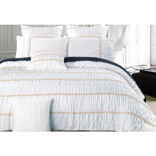 King Size Resana White Quilt Cover Set (3PCS)