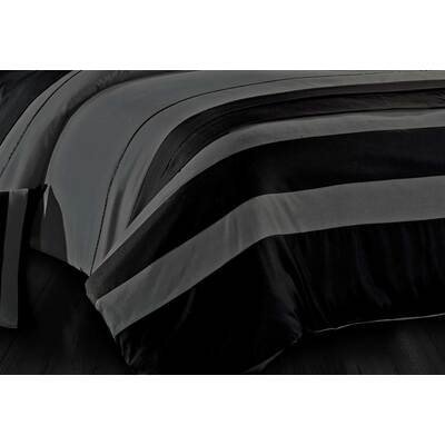 King Size Grey Black Sriped Quilt Cover Set(3PCS)