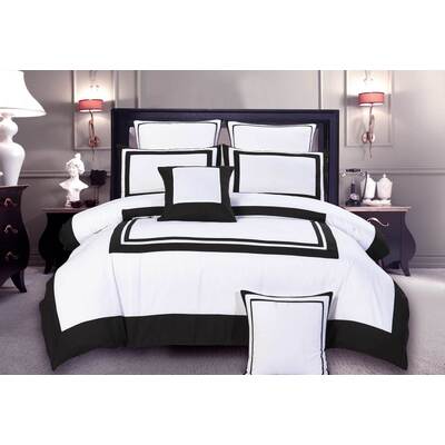 King Size Modern White Black Rectangle Pattern Quilt Cover Set (3PCS)