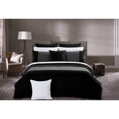 King Size Black Diamond Pintuck Quilt Cover Set(3PCS)