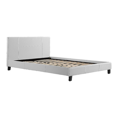 Double Pu Leather Bed Frame White