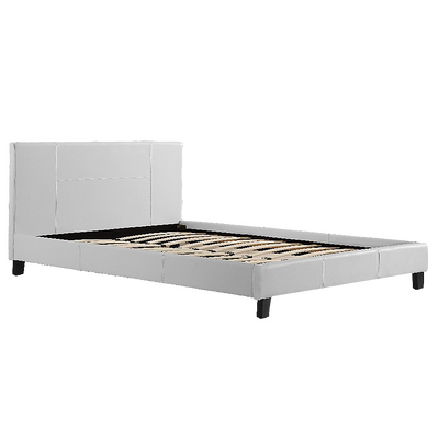 Queen Pu Leather Bed Frame White