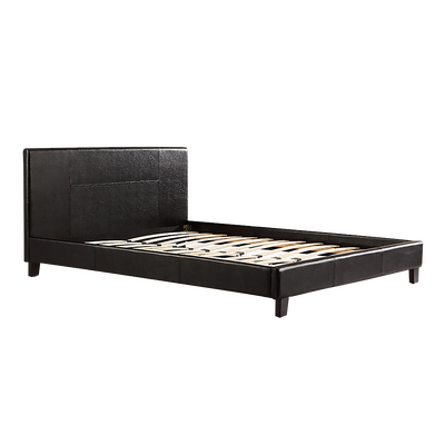 Queen Pu Leather Bed Frame Black