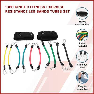 13PC Resistance Bands Set – Fitness Exercise Tubes with Handles & Leg Bands