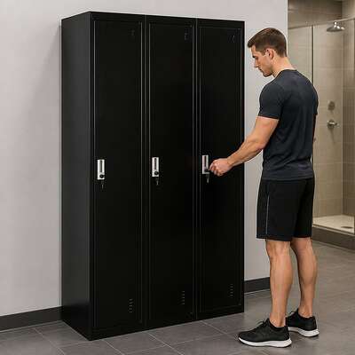 Three-Door Side by Side Office Gym Shed Storage Locker