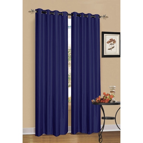 2 x Blue 100% Blockout Eyelet Curtains 240cm x 230cm (Drop)